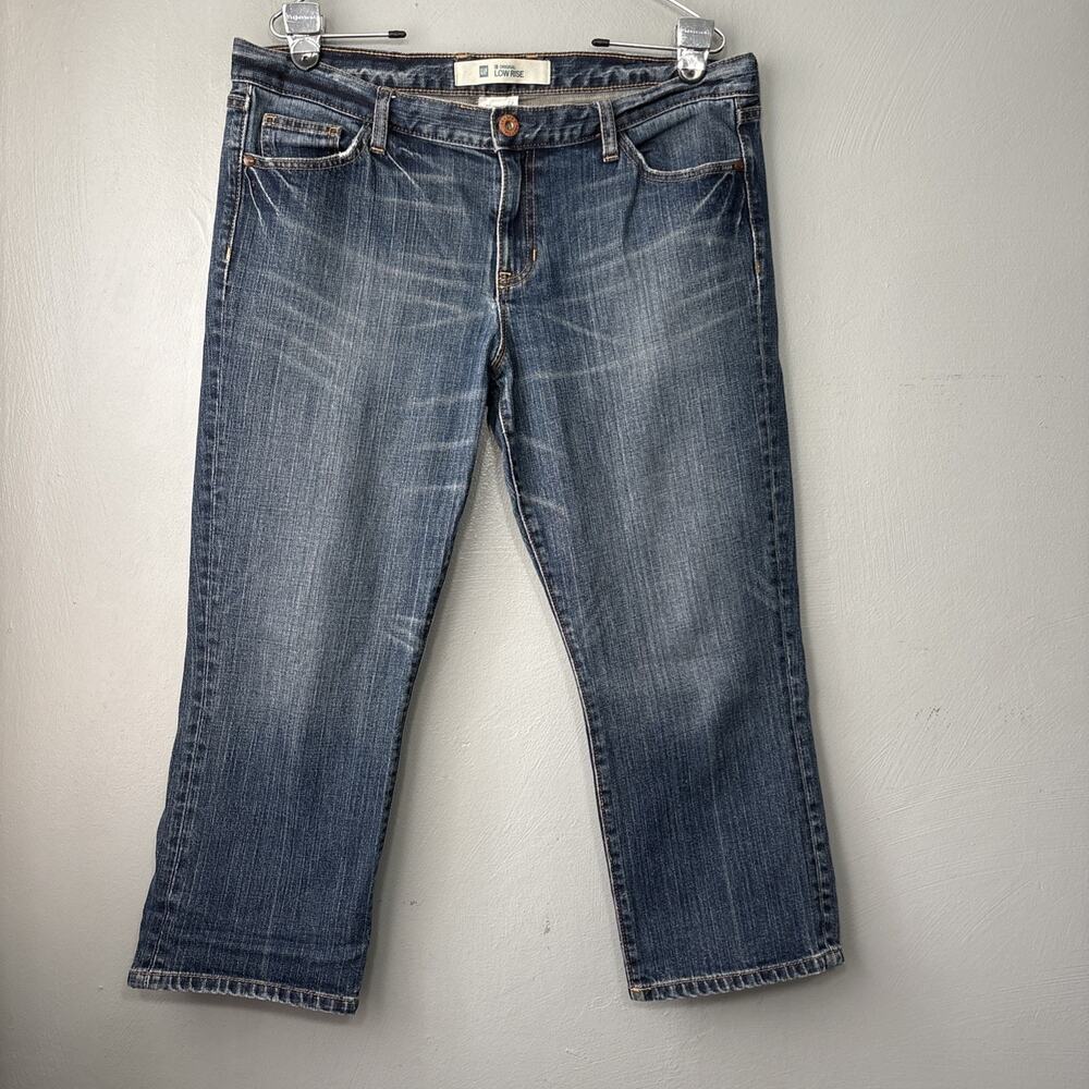 Gap Low Rise Capris Jeans Size 14 Blue Stretch Denim Y2K 2010 Cropped Pants Boho